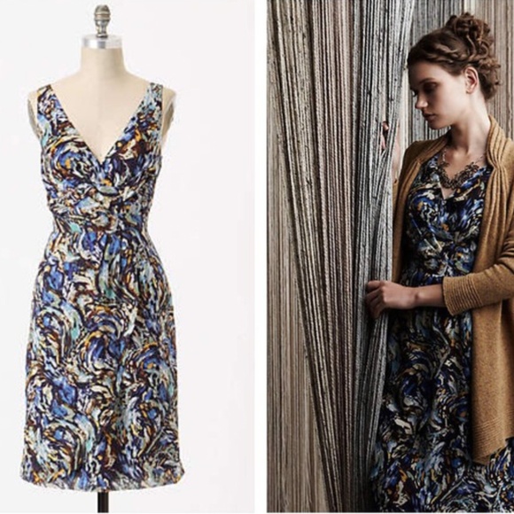 ANTHROPOLOGIE SILK OAK APPLE DRESS - Picture 1 of 8